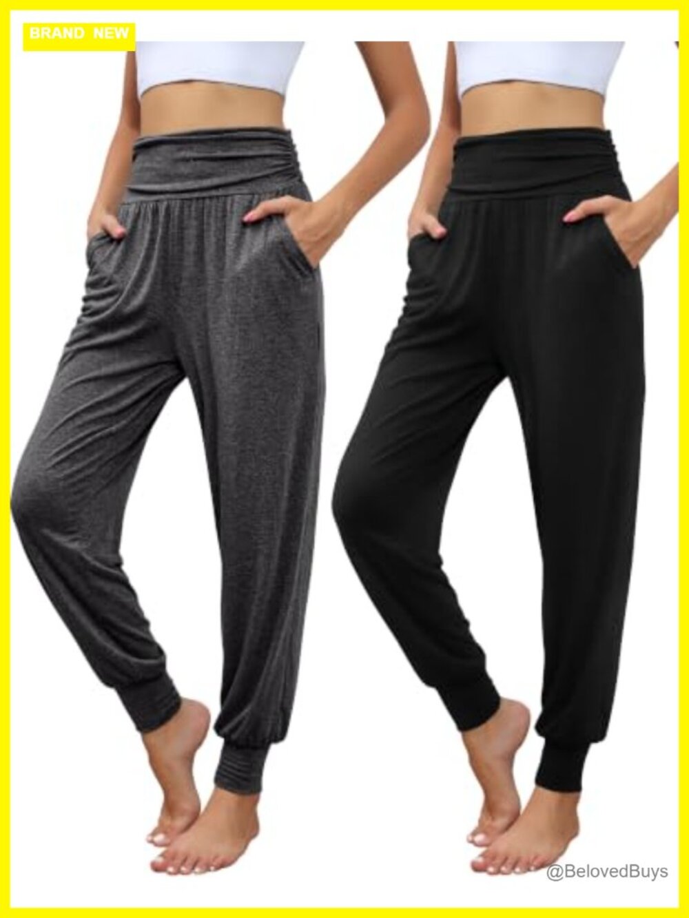 2 Pack Women's Yoga Sweatpants with Pockets Tapered Joggers